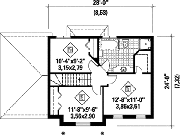 Colonial Floor Plan - Upper Floor Plan #25-4786