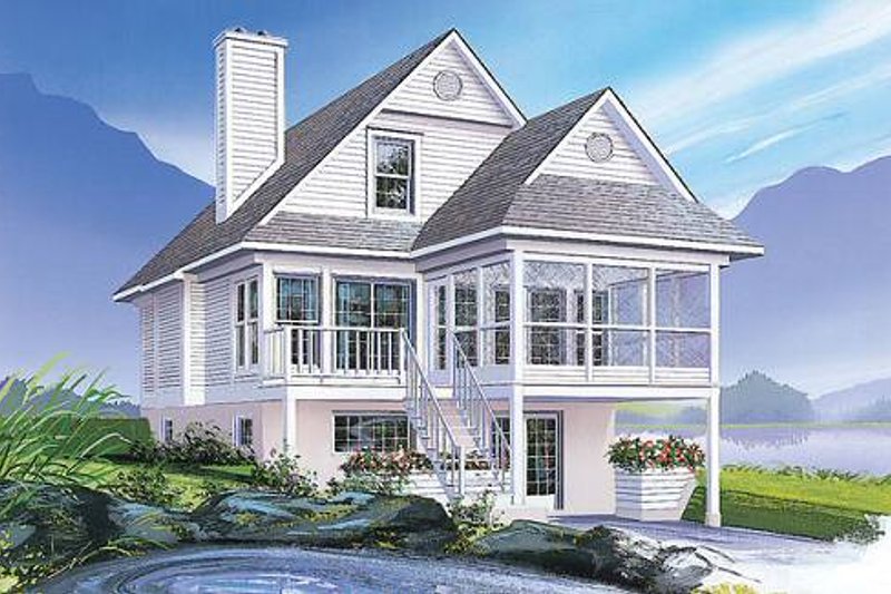 Architectural House Design - Beach Exterior - Front Elevation Plan #23-492