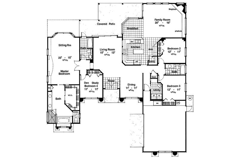 Home Plan - Floor Plan - Main Floor for Mediterranean House Plan #417-651 - 4 bed, 3 bath
