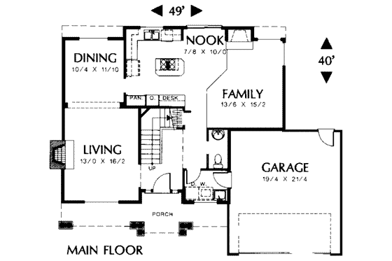 Floor Plan - Main Floor for Traditional House Plan #48-164 - 4 bed, 2.5 bath