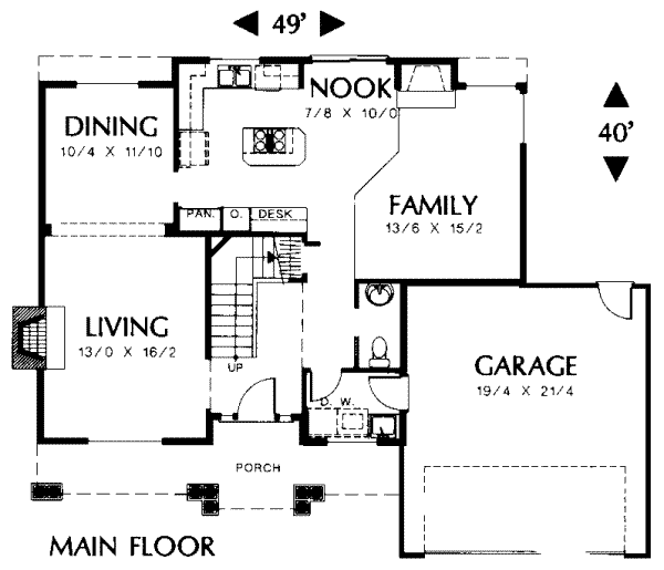 Architectural House Design - Traditional Floor Plan - Main Floor Plan #48-164