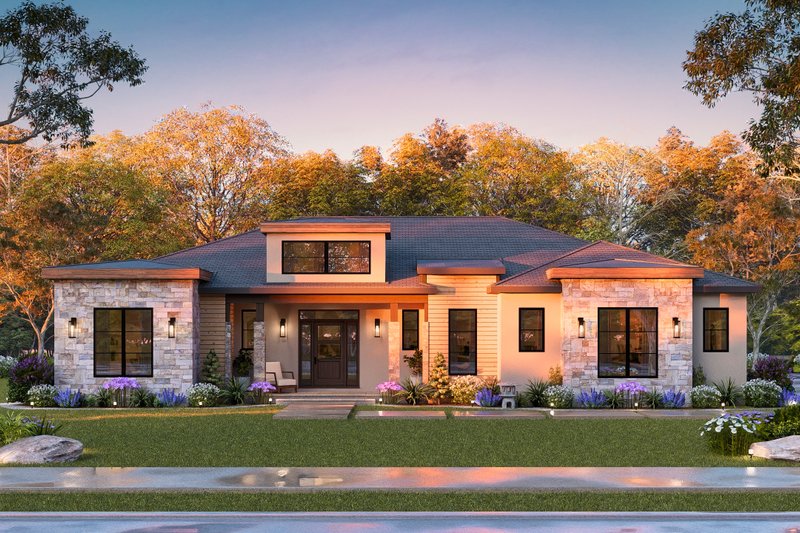 Dream House Plan - Exterior - Front Elevation 3 for Contemporary House Plan #119-474 - 3 bed, 3 bath