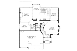 Floor Plan - Main Floor for Prairie House Plan #132-395 - 4 bed, 2.5 bath
