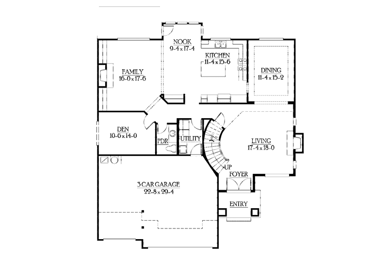 Dream House Plan - Floor Plan - Main Floor for Prairie House Plan #132-395 - 4 bed, 2.5 bath