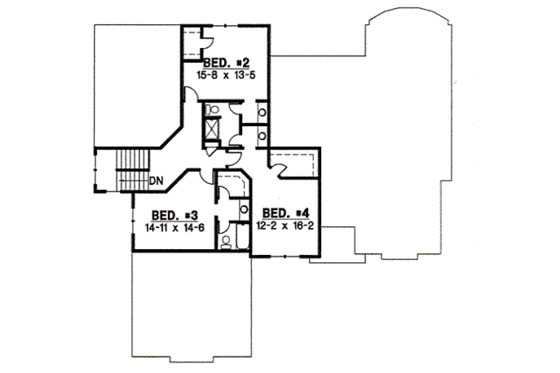 Floor Plan - Upper Floor for Traditional House Plan #67-846 - 5 bed, 5 bath