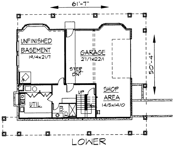 Country Floor Plan - Lower Floor Plan #303-333