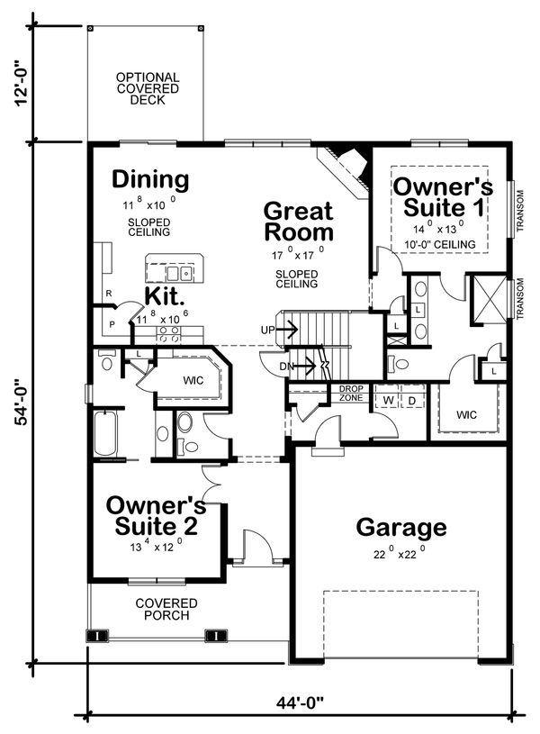 House Plan Design - Ranch Floor Plan - Main Floor Plan #20-2314