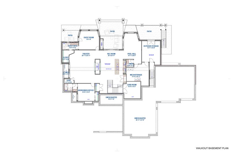 Home Plan - Floor Plan - Lower Floor for Contemporary House Plan #1069-31 - 5 bed, 5.5 bath