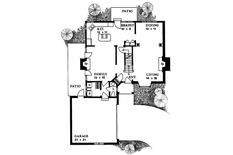 Home Plan - Floor Plan - Main Floor for Country House Plan #1016-48 - 3 bed, 2.5 bath