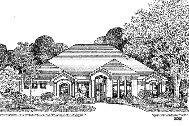 Home Plan - Exterior - Front Elevation 3 for Mediterranean House Plan #999-68 - 4 bed, 3 bath