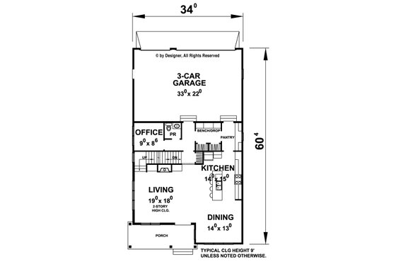 Floor Plan - Main Floor for Contemporary House Plan #20-2205 - 4 bed, 2.5 bath
