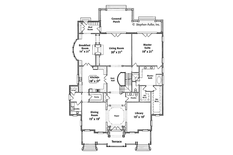 Architectural House Design - Floor Plan - Main Floor for Country House Plan #429-329 - 5 bed, 4.5 bath