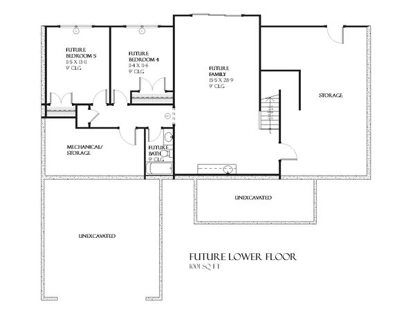 Ranch Floor Plan - Lower Floor Plan #901-64