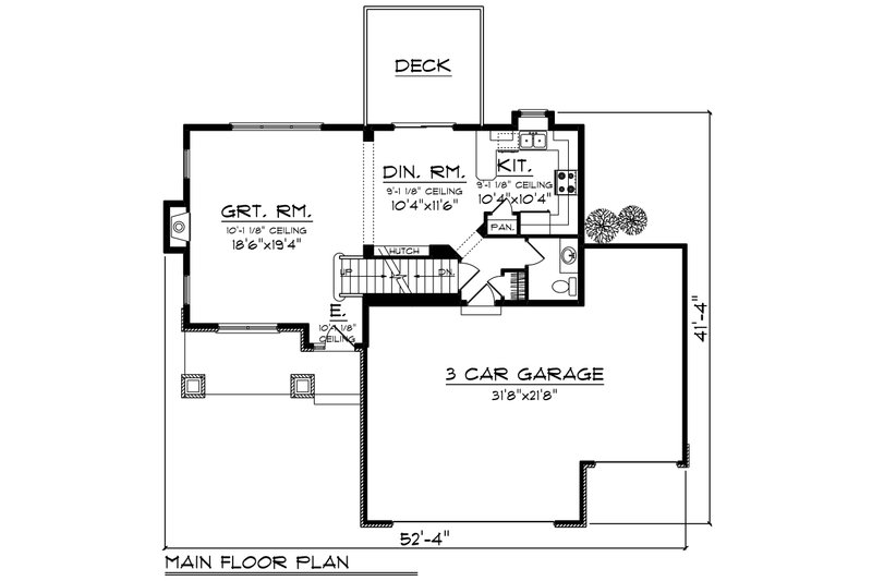 Architectural House Design - Floor Plan - Main Floor House Plan #70-1236 - 3 bed, 2 bath