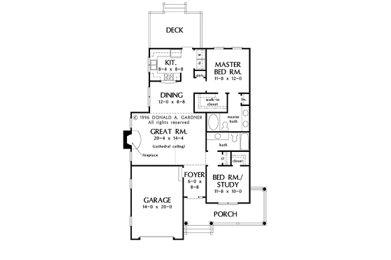 Floor Plan - Main Floor for Craftsman House Plan #929-460 - 2 bed, 2 bath