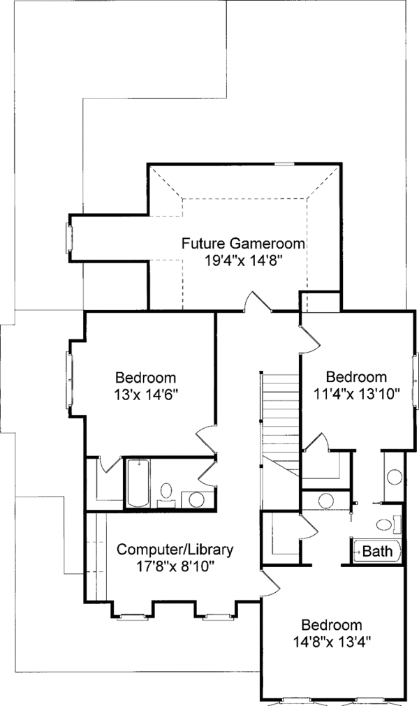 House Design - Country Floor Plan - Upper Floor Plan #37-260