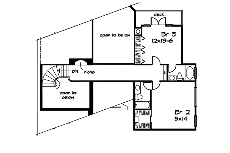 Home Plan - Floor Plan - Upper Floor for Mediterranean House Plan #320-956 - 3 bed, 3.5 bath
