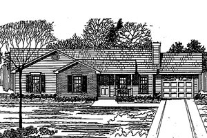 Exterior - Front Elevation 3 for Country House Plan #30-234 - 3 bed, 2 bath