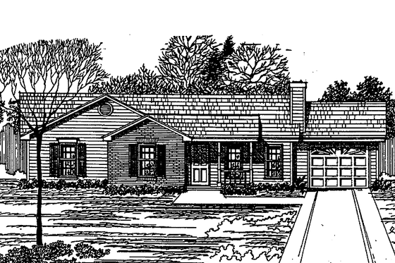Exterior - Front Elevation 3 for Country House Plan #30-234 - 3 bed, 2 bath