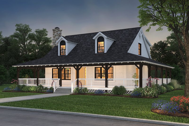 House Blueprint - Farmhouse Exterior - Front Elevation Plan #72-110
