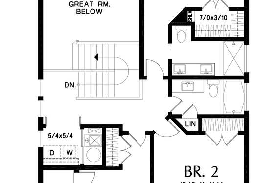 Floor Plan - Upper Floor for Farmhouse House Plan #48-1043 - 4 bed, 3 bath