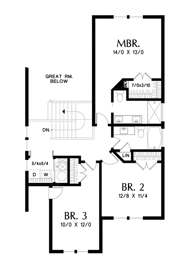 House Blueprint - Cottage Floor Plan - Upper Floor Plan #48-1043