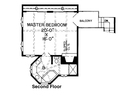 Floor Plan - Upper Floor for Traditional House Plan #312-206 - 3 bed, 2 bath