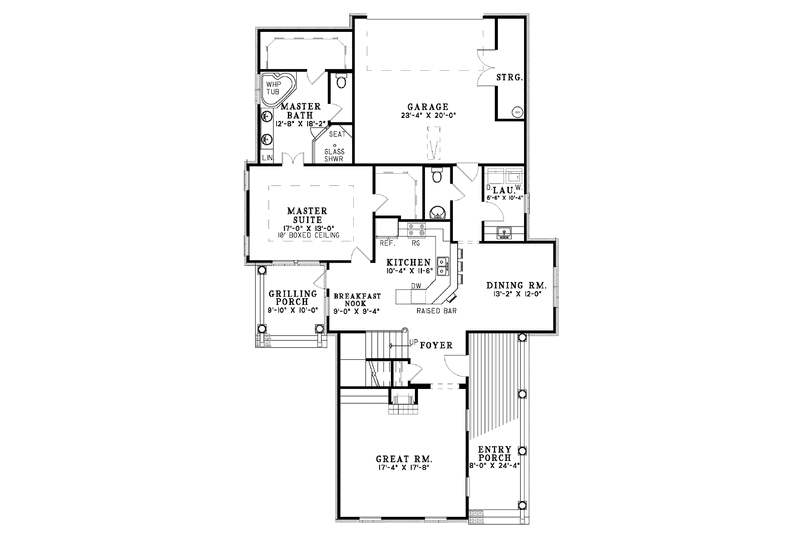 House Blueprint - Floor Plan - Main Floor for Classical House Plan #17-3007 - 4 bed, 2.5 bath