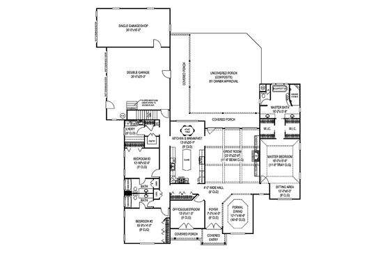 Floor Plan - Main Floor for Contemporary House Plan #11-278 - 4 bed, 4 bath