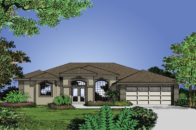 Dream House Plan - Exterior - Front Elevation 3 for Mediterranean House Plan #417-487 - 4 bed, 2 bath