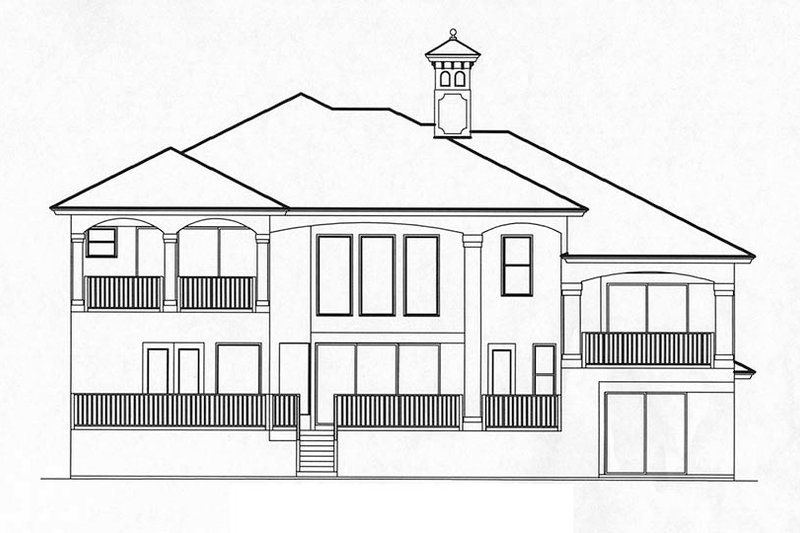 Home Plan - Exterior - Rear Elevation for Mediterranean House Plan #1017-25 - 3 bed, 4 bath