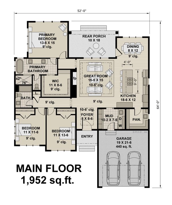 Farmhouse Floor Plan - Main Floor Plan #51-1236