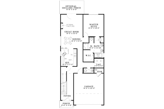 Floor Plan - Main Floor for Craftsman House Plan #17-3244 - 3 bed, 2.5 bath