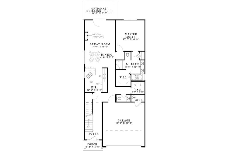 Architectural House Design - Floor Plan - Main Floor for Craftsman House Plan #17-3244 - 3 bed, 2.5 bath