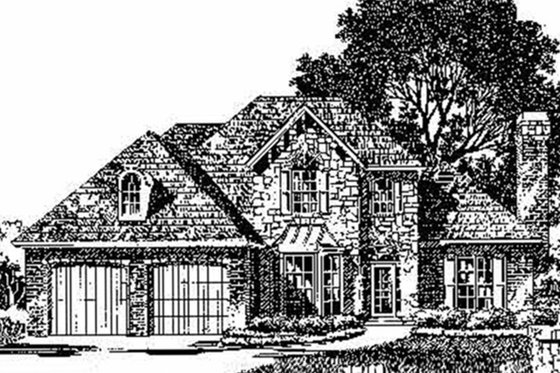 Exterior - Front Elevation for European House Plan #310-161 - 4 bed, 3.5 bath