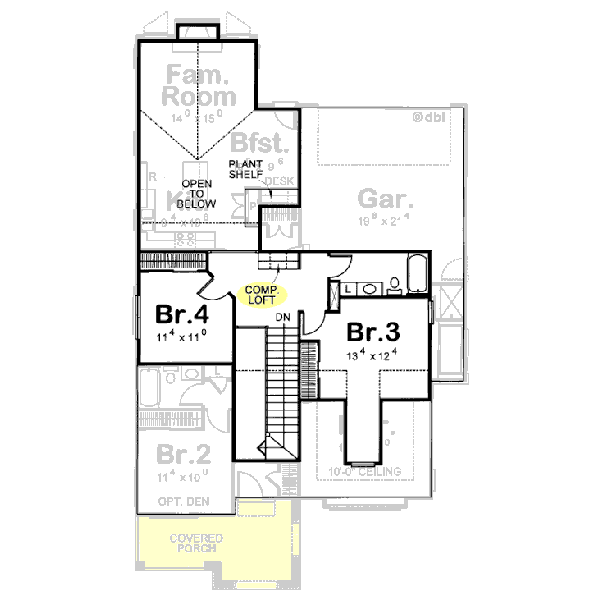 House Plan Design - European Floor Plan - Upper Floor Plan #20-1234