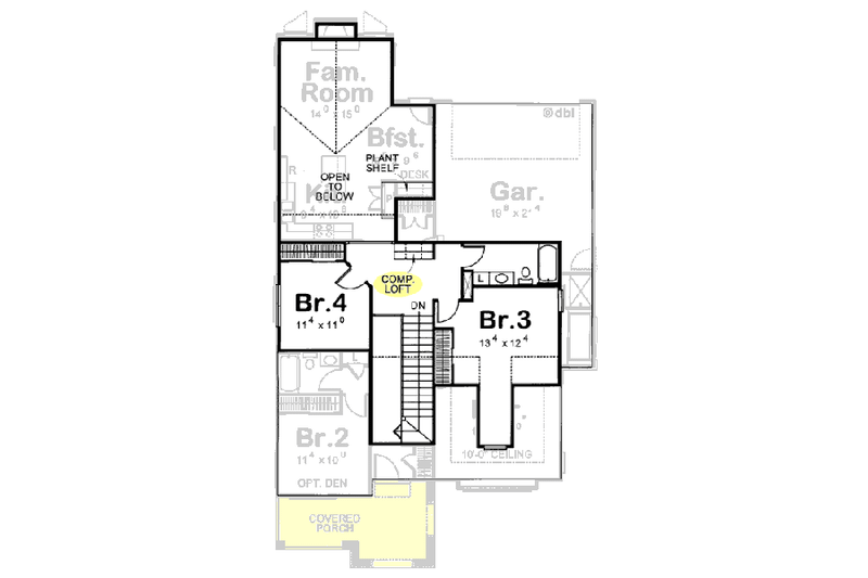 Architectural House Design - Floor Plan - Upper Floor for European House Plan #20-1234 - 4 bed, 3 bath