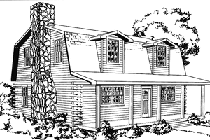 Architectural House Design - Log Exterior - Front Elevation Plan #964-3