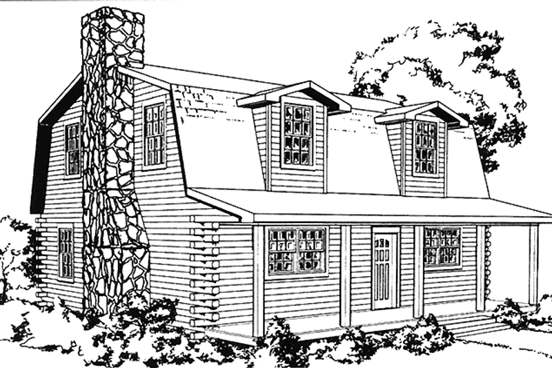 Architectural House Design - Log Exterior - Front Elevation Plan #964-3