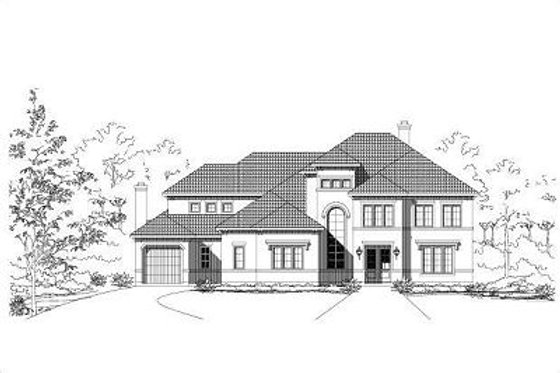 Exterior - Front Elevation for European House Plan #411-553 - 4 bed, 3.5 bath