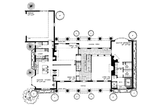 Floor Plan - Main Floor for Southern House Plan #72-812 - 4 bed, 3 bath
