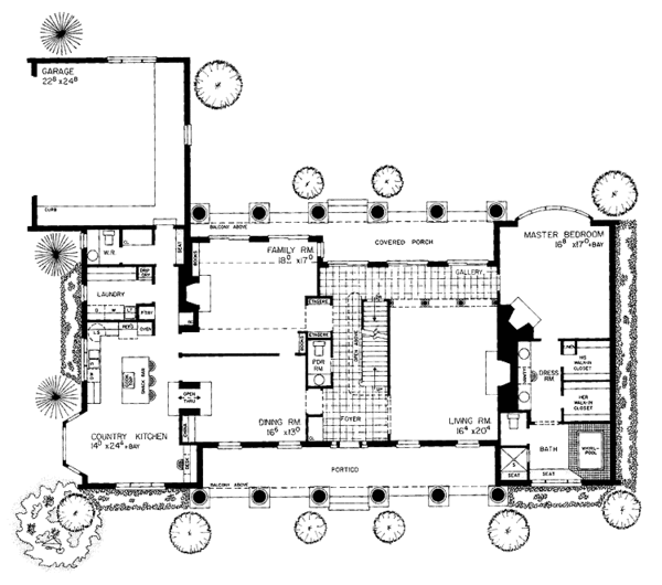 Architectural House Design - Southern Floor Plan - Main Floor Plan #72-812