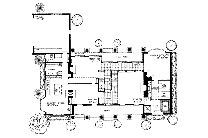 Home Plan - Floor Plan - Main Floor for Southern House Plan #72-812 - 4 bed, 3 bath