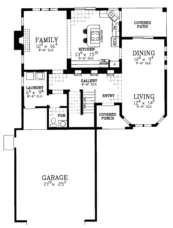 Architectural House Design - Mediterranean Floor Plan - Main Floor Plan #72-1129