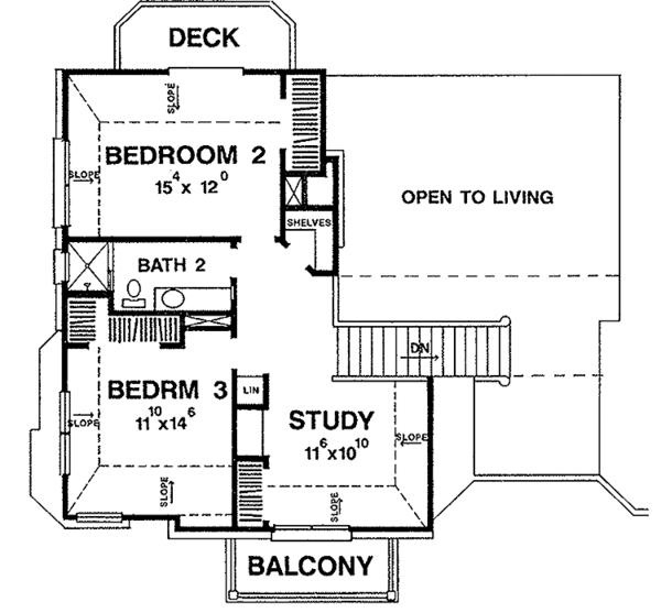 House Blueprint - Contemporary Floor Plan - Upper Floor Plan #472-301