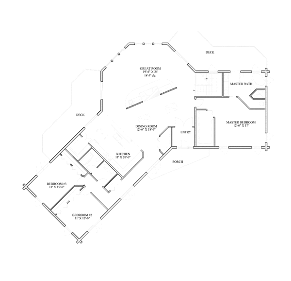 House Blueprint - Log Floor Plan - Main Floor Plan #964-15
