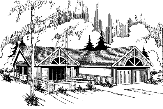 Exterior - Front Elevation 3 for Contemporary House Plan #60-817 - 3 bed, 2 bath