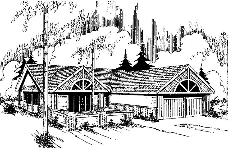 Home Plan - Exterior - Front Elevation 3 for Contemporary House Plan #60-817 - 3 bed, 2 bath