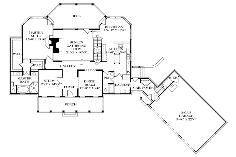Home Plan - Floor Plan - Main Floor for Country House Plan #453-259 - 5 bed, 4 bath