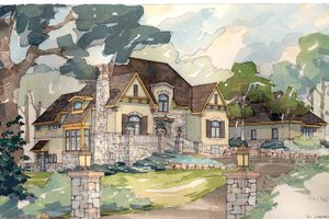 European Exterior - Front Elevation Plan #928-29